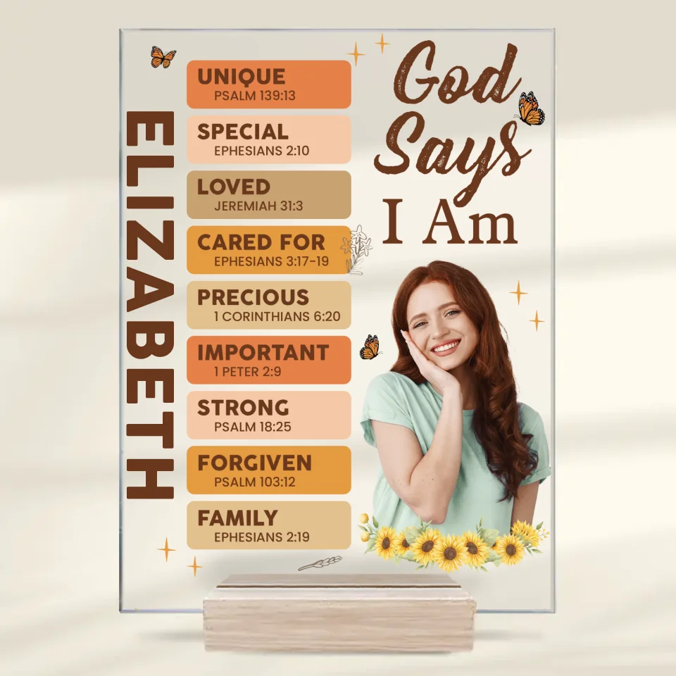 Custom Photo God Say I Am Unique Self-Love - Affirmation Personalized Custom Rectangle Shaped Acrylic Plaque - Gift For Yourself - Image 2