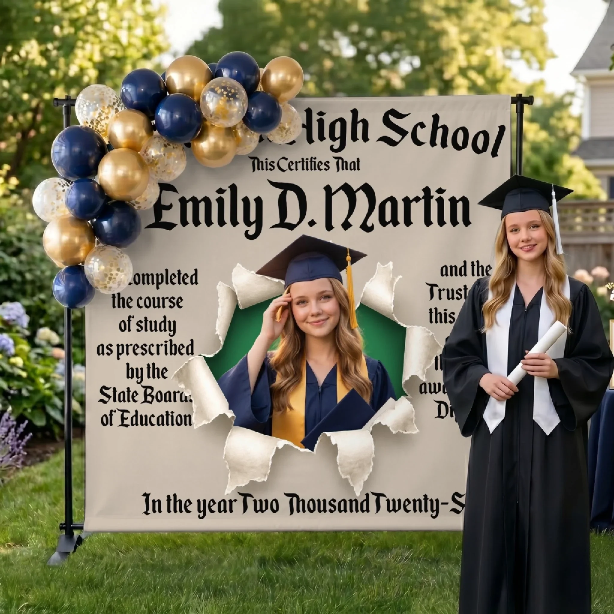 Custom Photo Graduation Backdrop - Personalized Graduation Gifts For Him, Her - Made It And Just Getting Started - Image 5