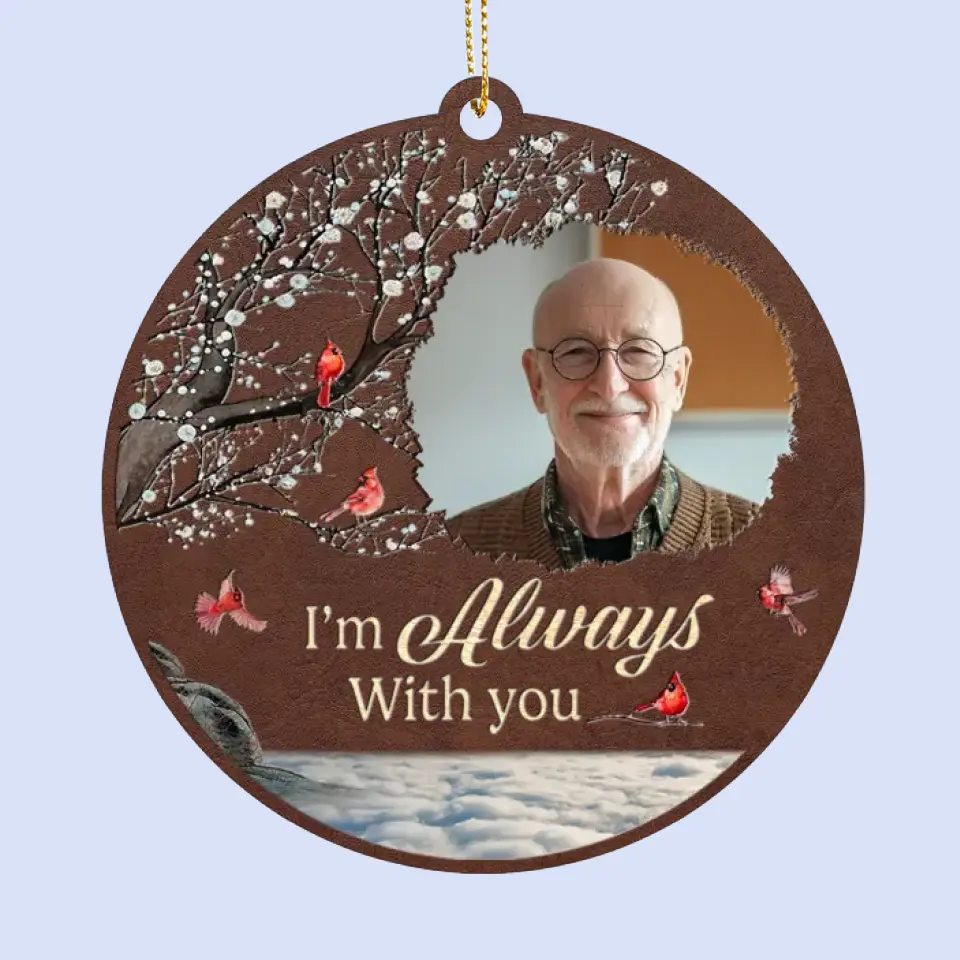 Custom Photo Greatly Loved, Deeply Missed  - Memorial Personalized Custom Leather Ornament - Christmas Gift, Sympathy Gift For Family Members - Image 2