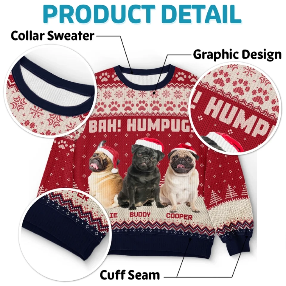 Custom Photo Happiness Is A Warm Puppy - Dog & Cat Personalized Custom Ugly Sweatshirt - Unisex Wool Jumper - Christmas Gift For Pet Owners, Pet Lovers - Image 5