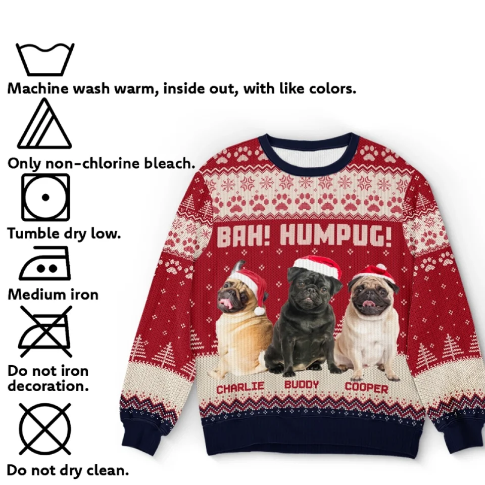 Custom Photo Happiness Is A Warm Puppy - Dog & Cat Personalized Custom Ugly Sweatshirt - Unisex Wool Jumper - Christmas Gift For Pet Owners, Pet Lovers - Image 6