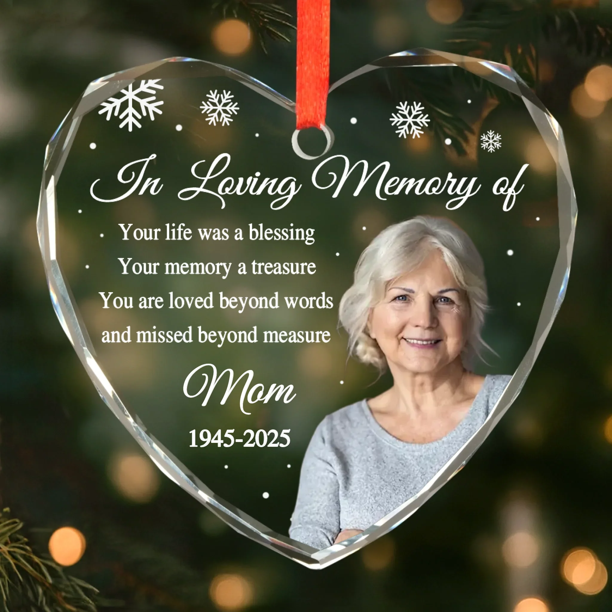 Custom Photo Heart Glass Ornament - Personalized Christmas Memorial Sympathy Gifts For Loss Of Mom, Dad - I Carry You In My Heart - Image 2