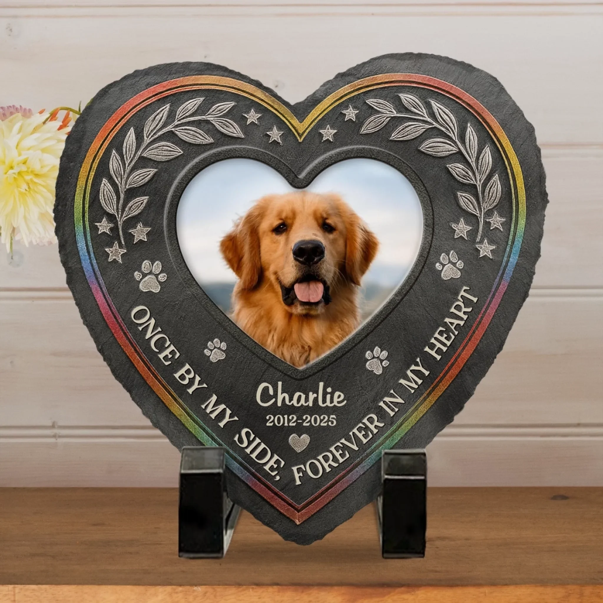 Custom Photo Heart Shaped Memorial Stone - Personalized Pet Memorial Gifts For Dogs, Cats - Heart Full Of Memories - Image 4