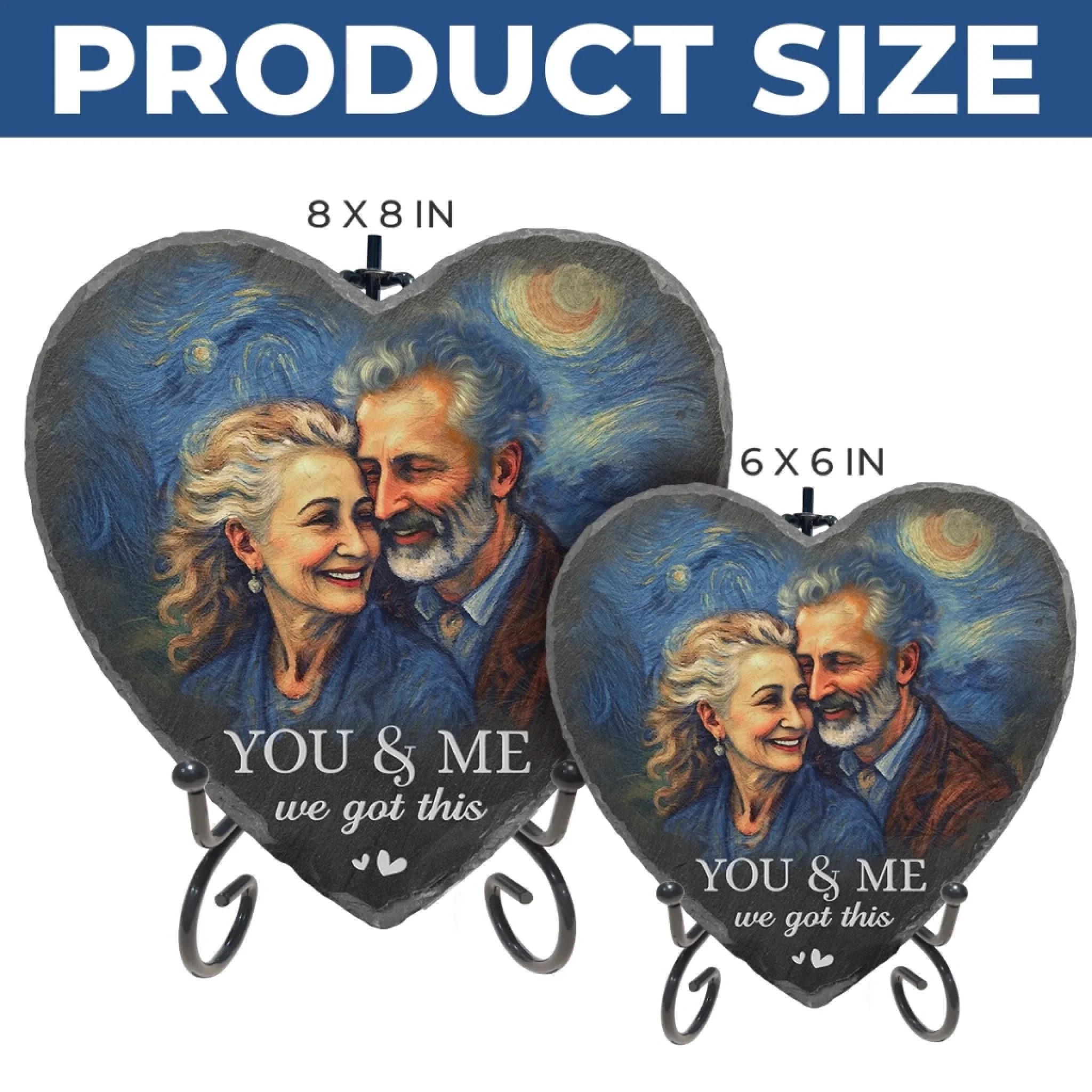 Custom Photo Heart Shaped Stone With Stand - Personalized Anniversary Wedding Gifts For Husband And Wife, Him And Her - You And Me, We Got This - Image 5