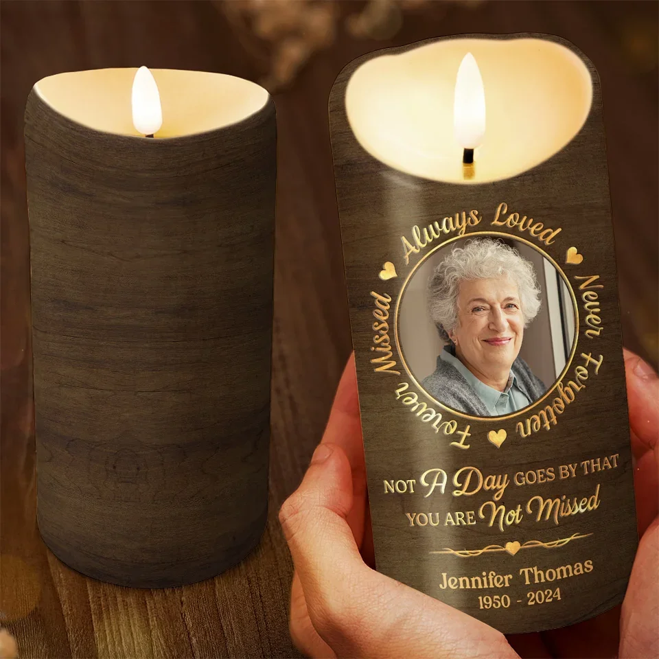 Custom Photo Heaven Has Gained Another Angel - Memorial Personalized Custom LED Candle - Sympathy Gift, Christmas Gift For Family Members - Image 3