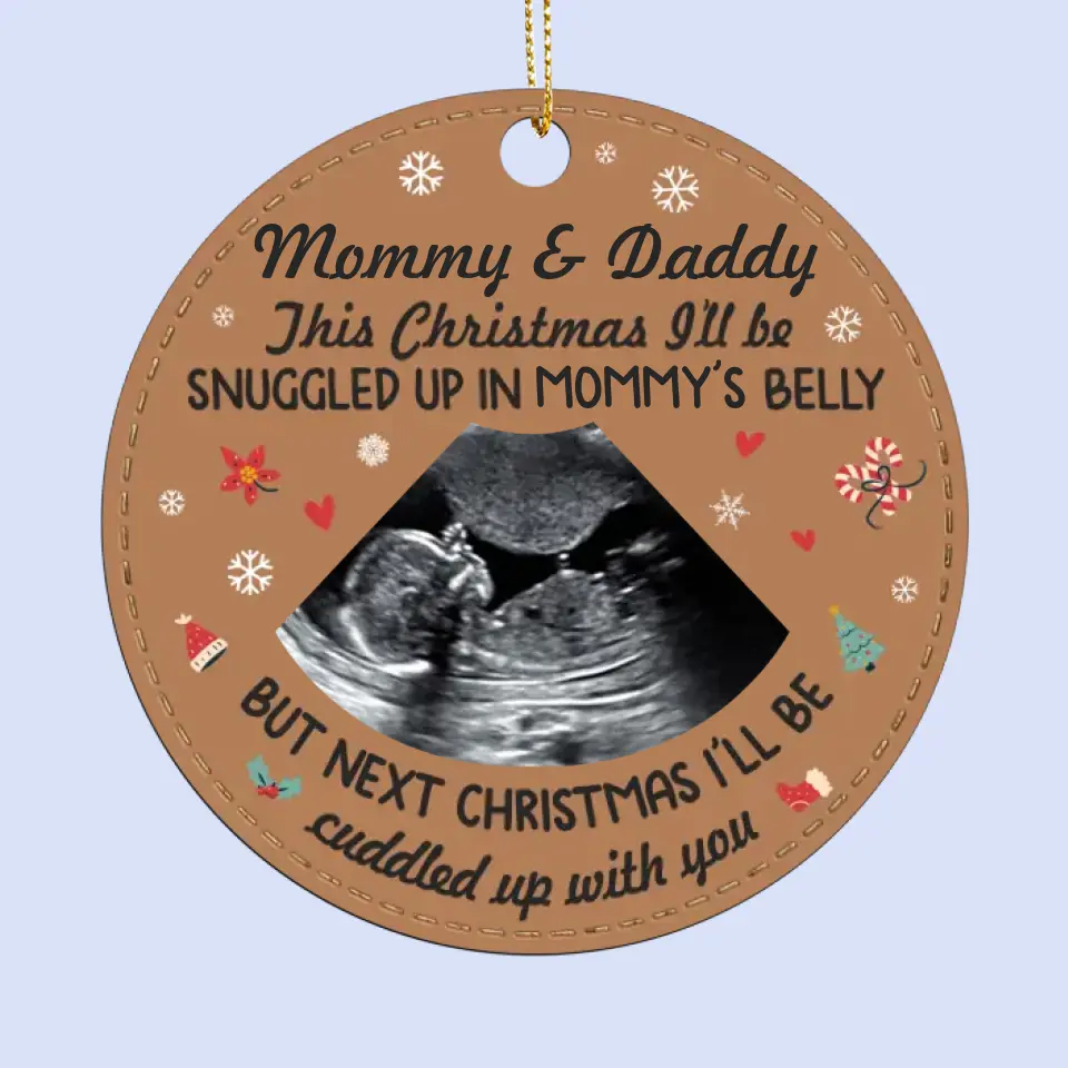 Custom Photo Here Comes The Sunshine Of Our Family - Family Personalized Custom Leather Ornament - Christmas Gift For Baby Kids, Newborn Baby - Image 2