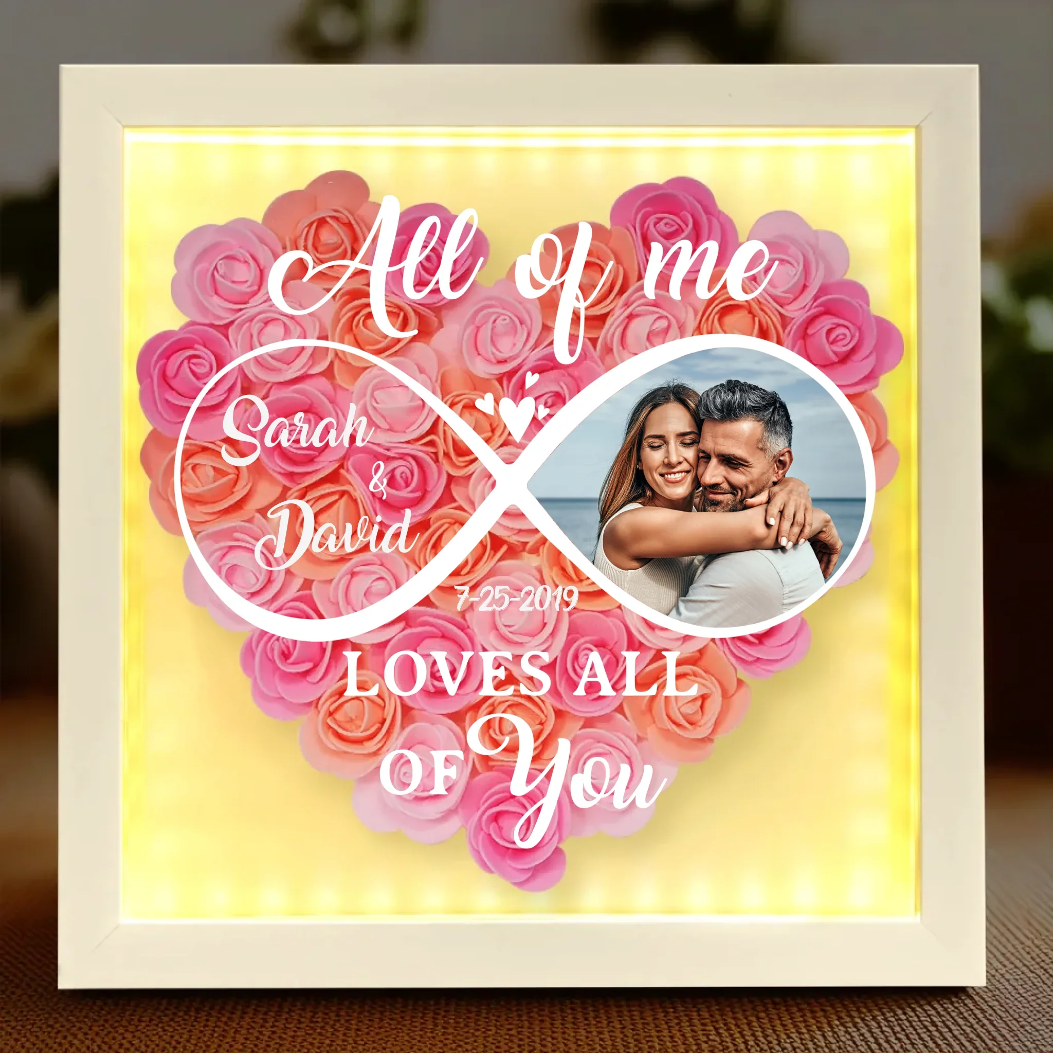 Custom Photo Holding Hands Through Every Season - Couple Personalized Custom Flower Shadow Box With LED - Gift For Husband Wife, Anniversary - Image 4