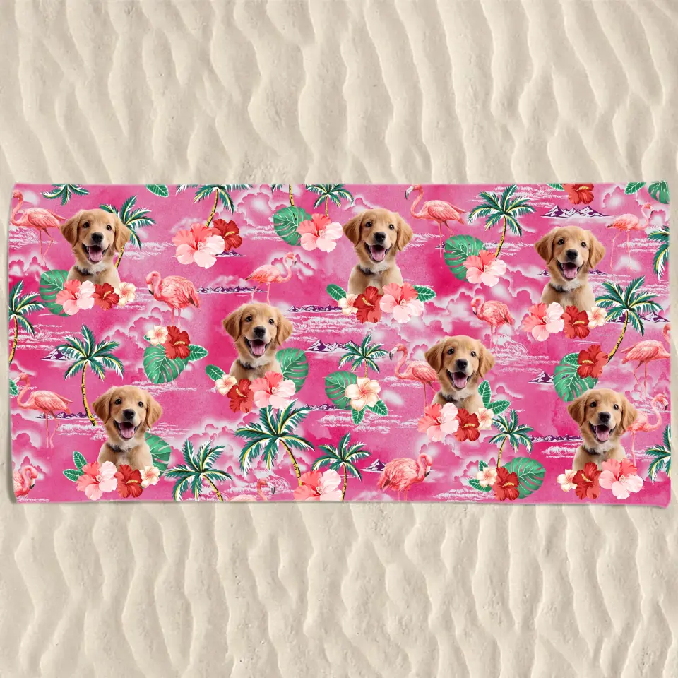 Custom Photo Holiday Mode Accelarated - Dog
& Cat Personalized Custom Beach Towel - Summer Vacation Gift, Birthday Pool Party Gift For Pet Owners, Pet Lovers - Image 2