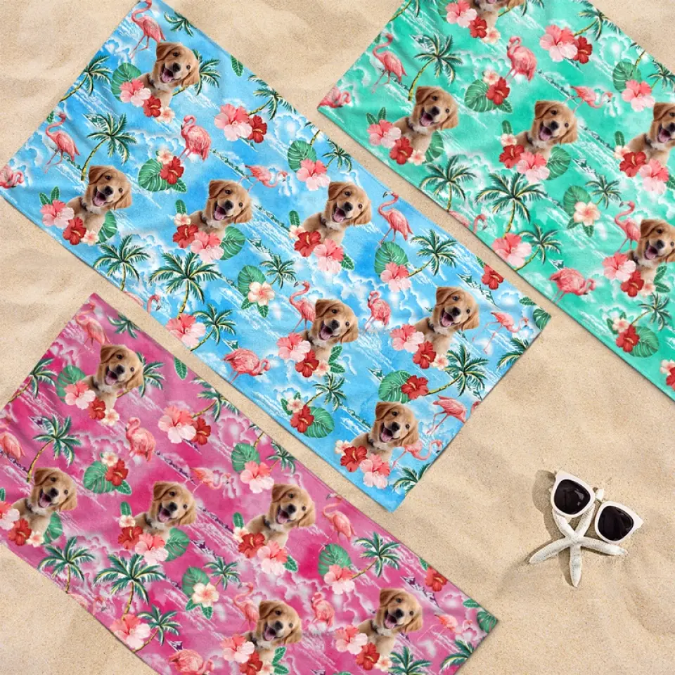 Custom Photo Holiday Mode Accelarated - Dog
& Cat Personalized Custom Beach Towel - Summer Vacation Gift, Birthday Pool Party Gift For Pet Owners, Pet Lovers - Image 3