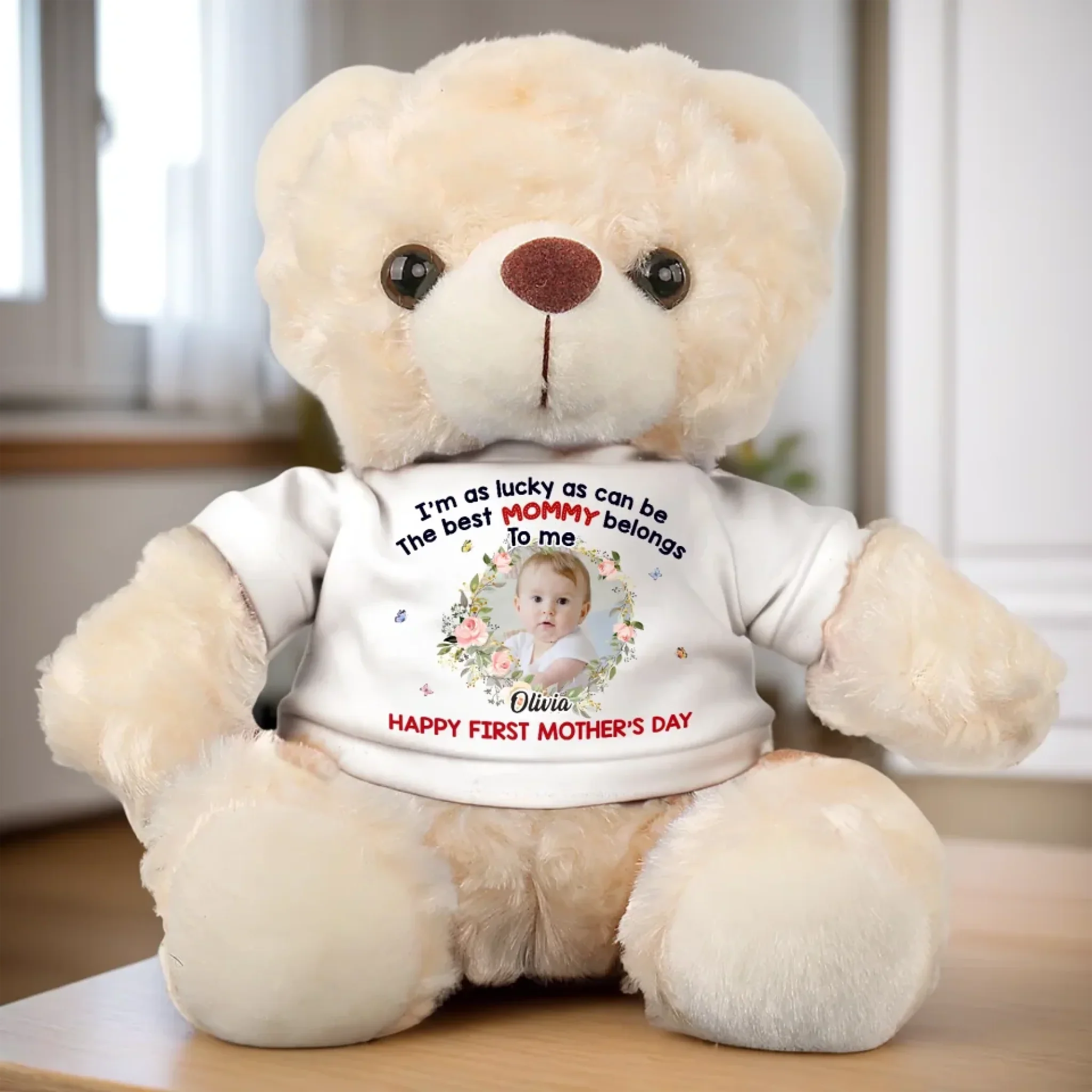 Custom Photo Hoppy Together, Forever - Family Personalized Custom Teddy Bear Plush - Mother's Day, Baby Shower Gift, Gift For First Mom, Pregnancy, Newborn Baby - Image 4