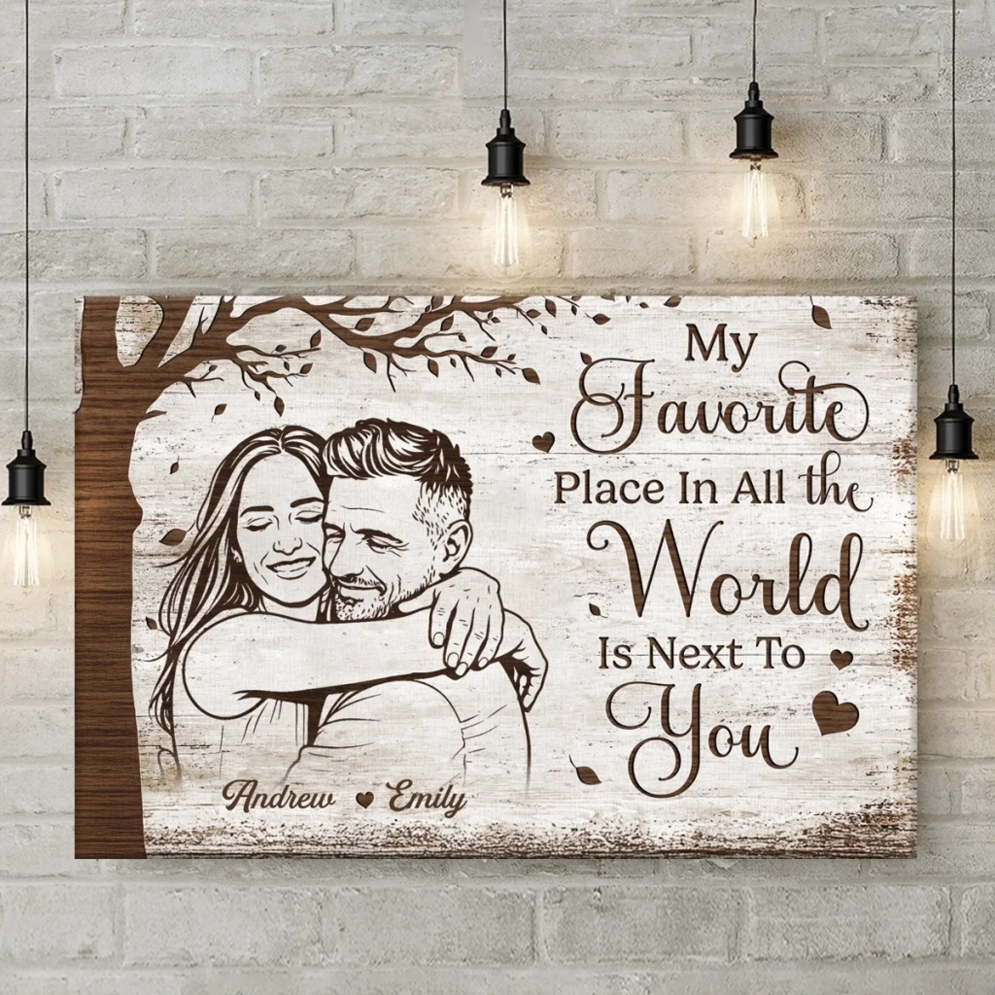Custom Photo Horizontal Poster, Canvas - Personalized Anniversary Wedding Gifts For Husband And Wife, Him And Her - Happily Ever After - Image 3