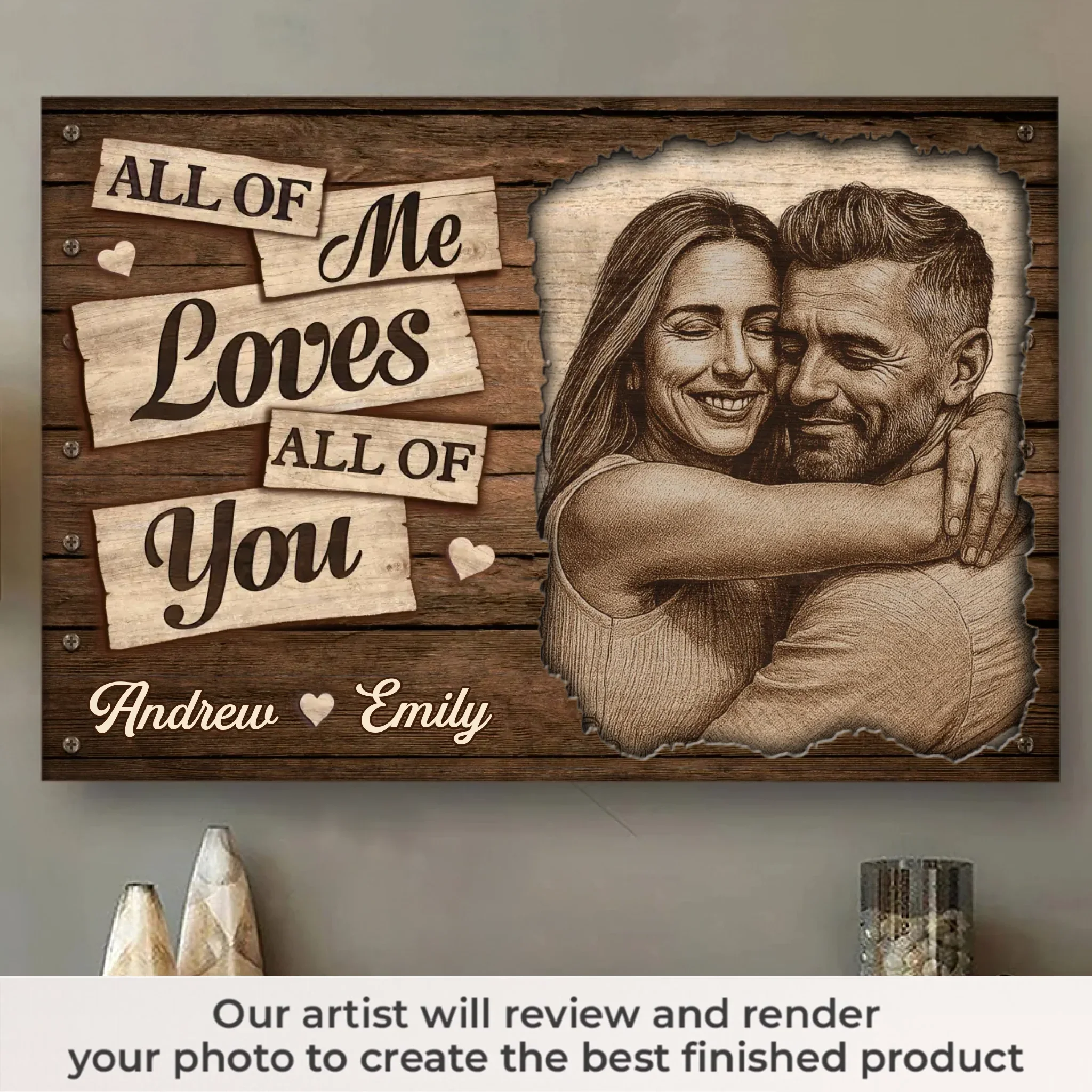 Custom Photo Horizontal Poster, Canvas - Personalized Anniversary Wedding Gifts For Husband And Wife, Him And Her - Love Feels Easy Here - Image 2