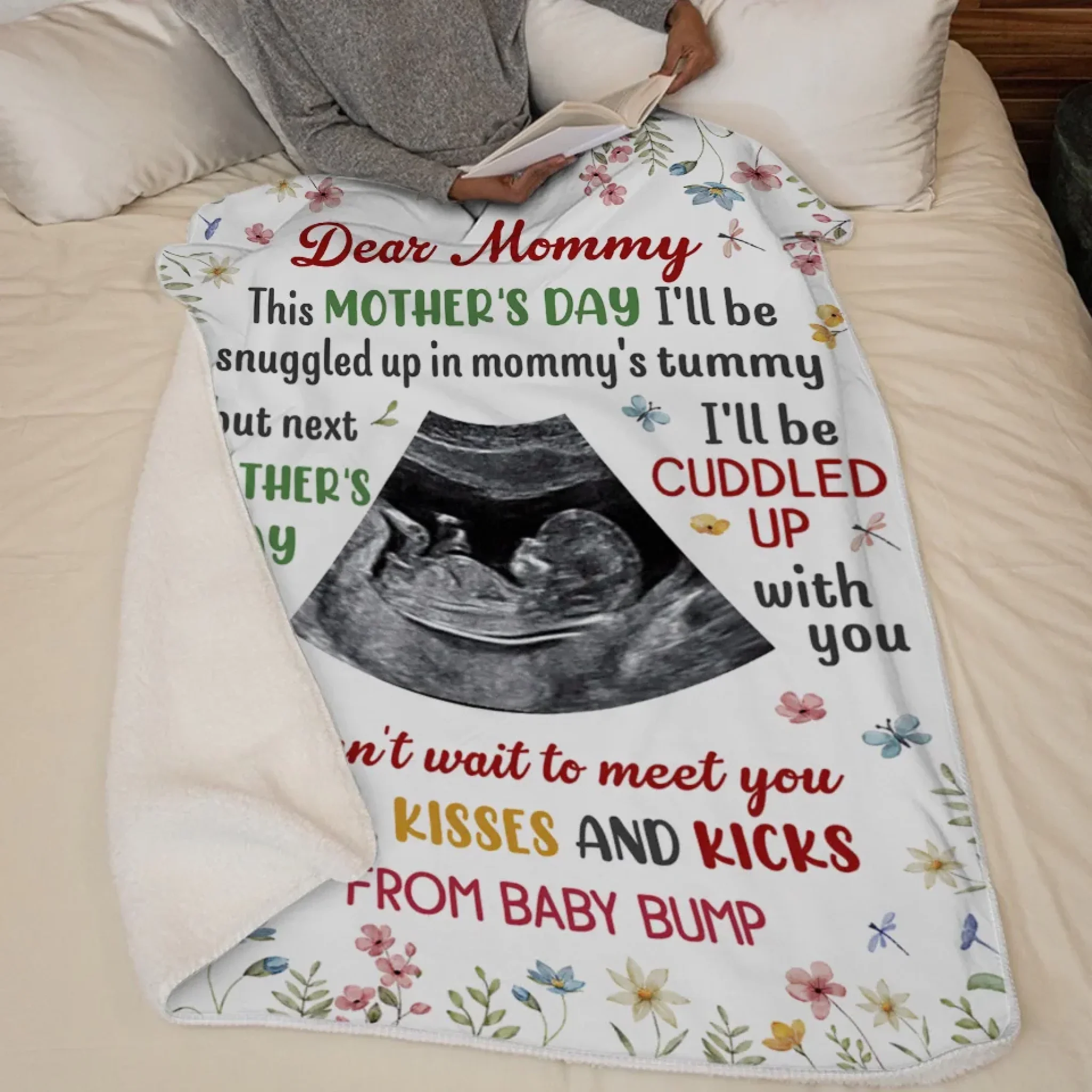Custom Photo I Can't Wait To Meet You - Family Personalized Custom Blanket - Mother's Day, Baby Shower Gift, Gift For First Mom - Image 5