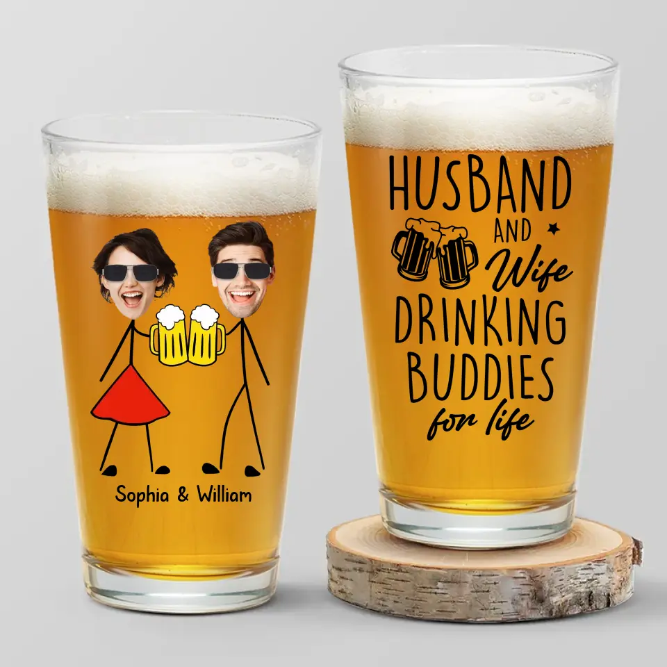Custom Photo I Enjoy The Moments We Drink Together - Couple Personalized Custom Beer Glass - Gift For Husband Wife, Anniversary - Image 2