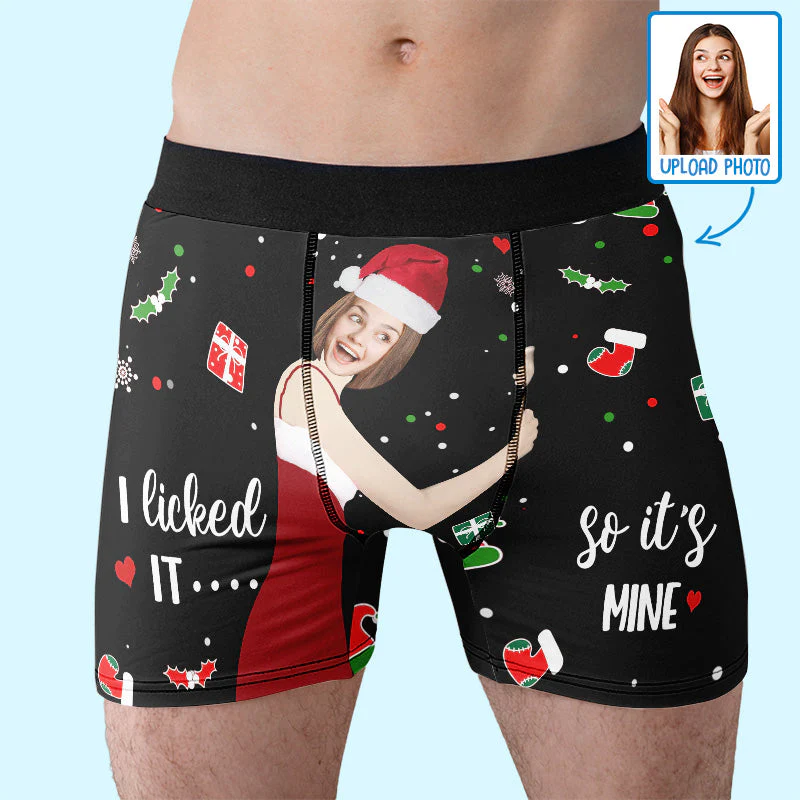 Custom Photo I Licked It - Funny Personalized Custom Boxer Briefs, Men's Boxers - Christmas Gift For Boyfriend, Husband, Anniversary - Image 2