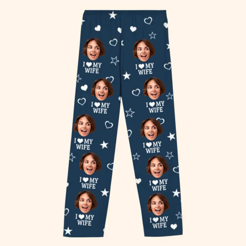 Custom Photo I Love My Wife - Couple Personalized Custom Pajama Pants - Christmas Gift For Husband Wife, Anniversary - Image 2