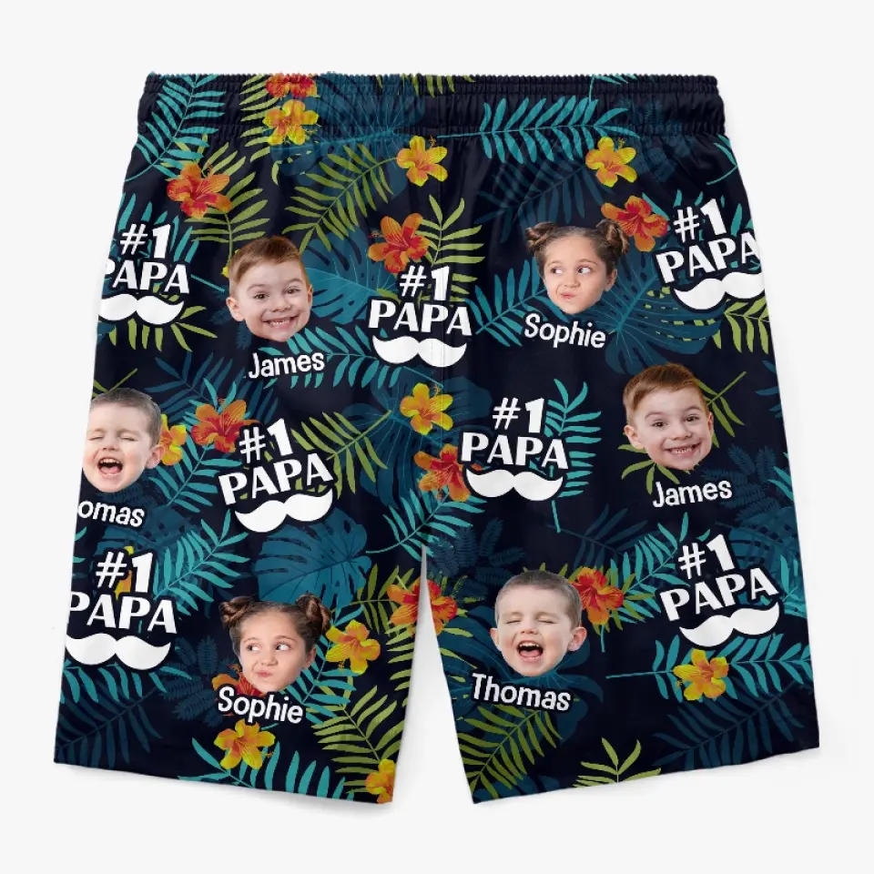 Custom Photo I Love You, Daddy - Family Personalized Custom Tropical Hawaiian Aloha Men Beach Shorts - Summer Vacation Gift For Dad, Grandpa - Image 5