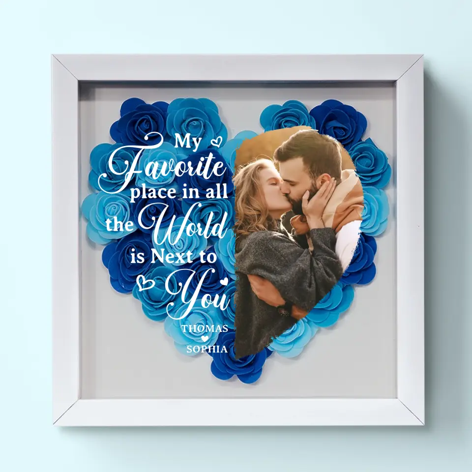 Custom Photo If I Know What Love Is, It Is Because Of You - Couple Personalized Custom Flower Shadow Box - Gift For Husband Wife, Anniversary - Image 6