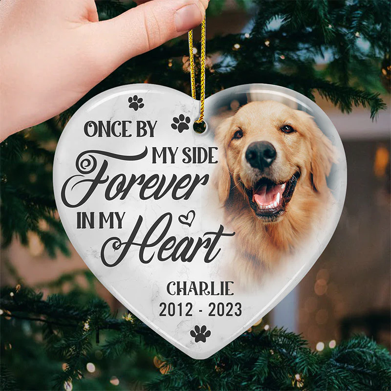 Custom Photo If Love Could Have Kept You Here - Memorial Personalized Custom Ornament - Ceramic Heart Shaped - Christmas Gift, Sympathy Gift For Pet Owners, Pet Lovers - Image 3