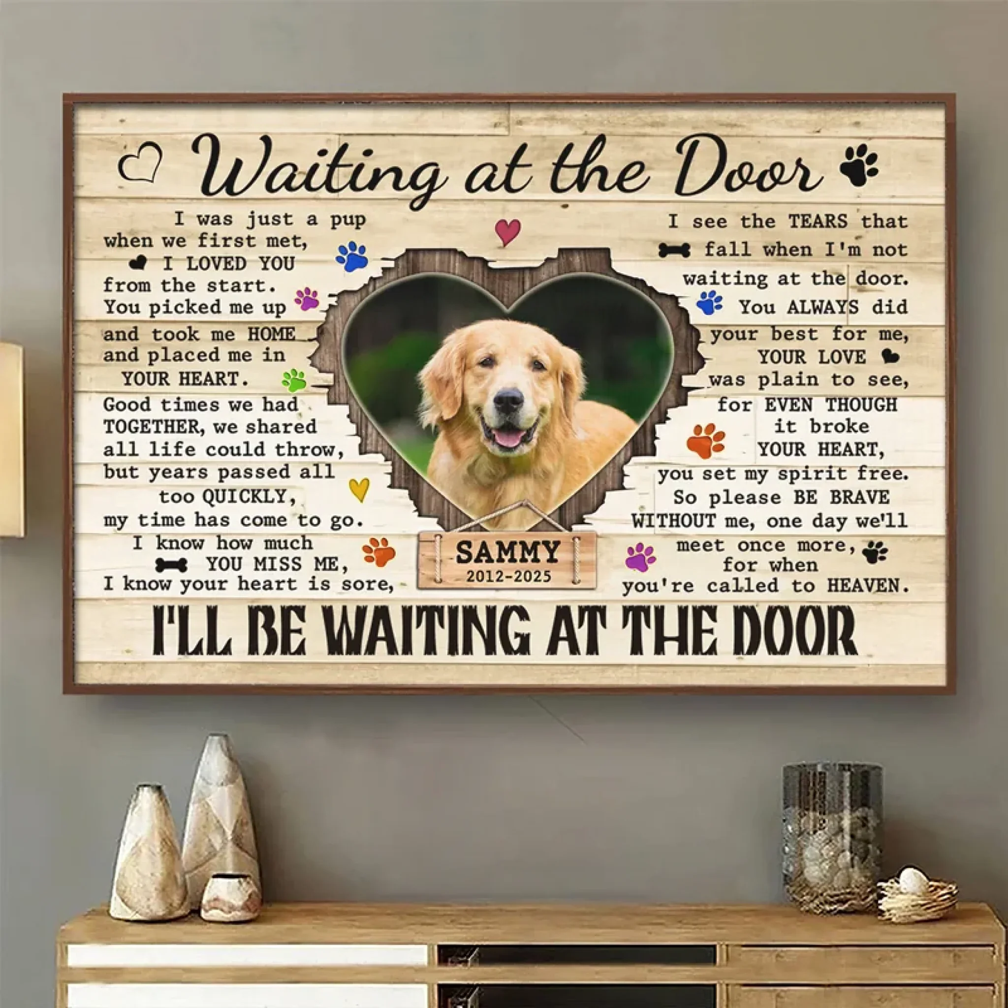 Custom Photo I'll Be Waiting At The Door - Memorial Personalized Custom Horizontal Poster - Sympathy Gift For Pet Owners, Pet Lovers - Image 3