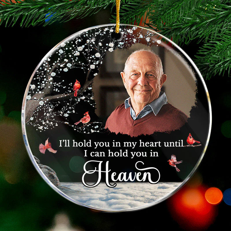 Custom Photo I'll Hold You In My Heart - Family Personalized Custom Ornament - Acrylic Round Shaped - Christmas Gift, Sympathy Gift For Family Members - Image 2