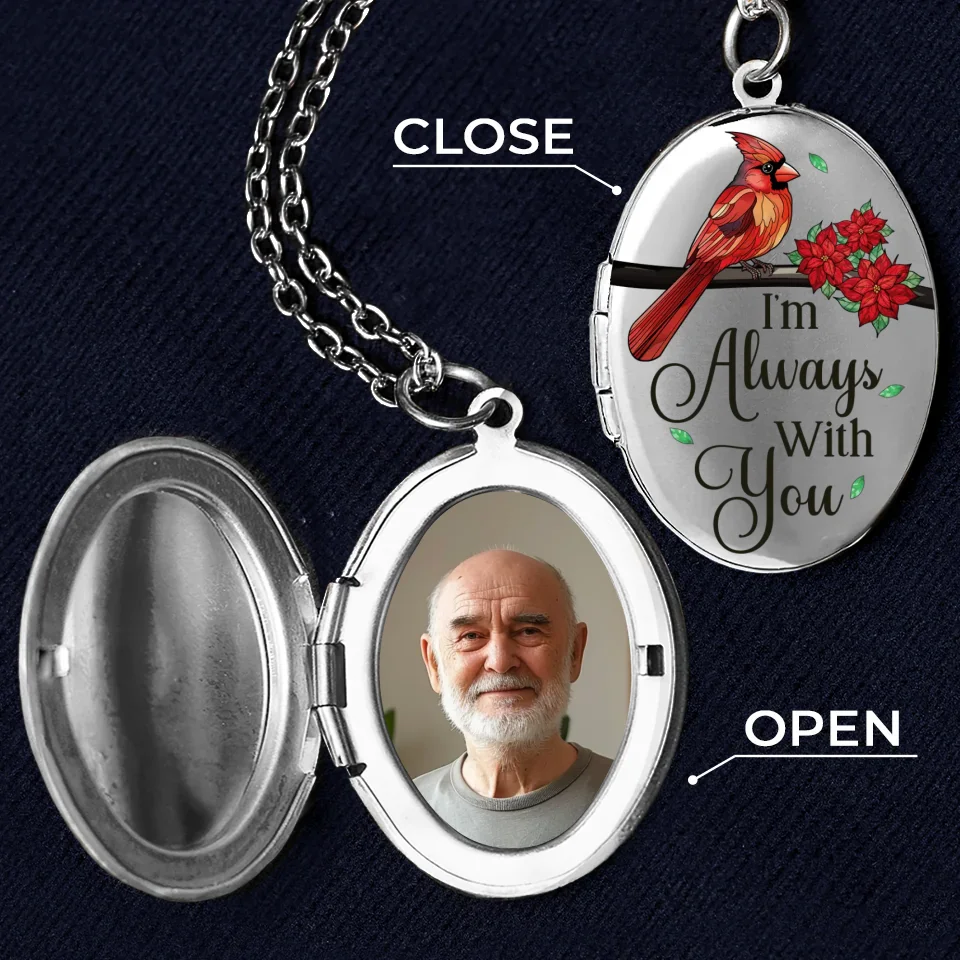 Custom Photo I'm Always With You - Memorial Personalized Custom Locket Necklace - Sympathy Gift For Family Members - Image 3