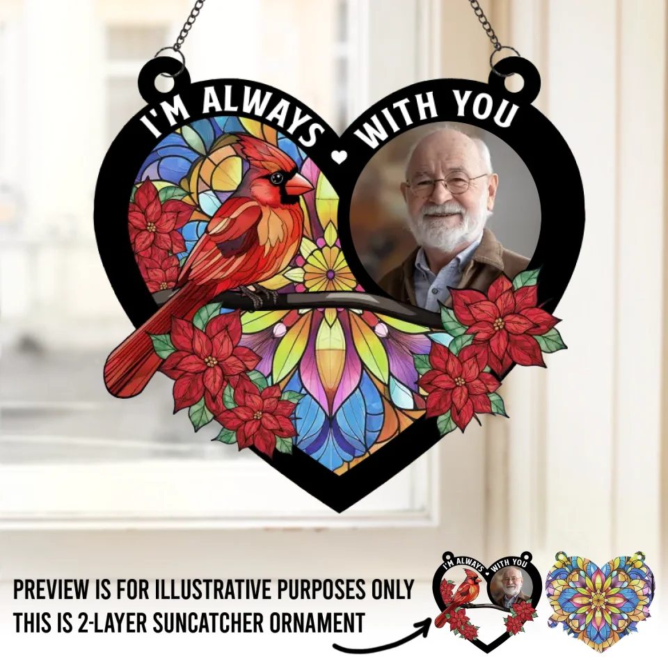 Custom Photo I’m Right Here, In Your Heart - Memorial Personalized Window Hanging Suncatcher - Sympathy Gift For Family Members - Image 2
