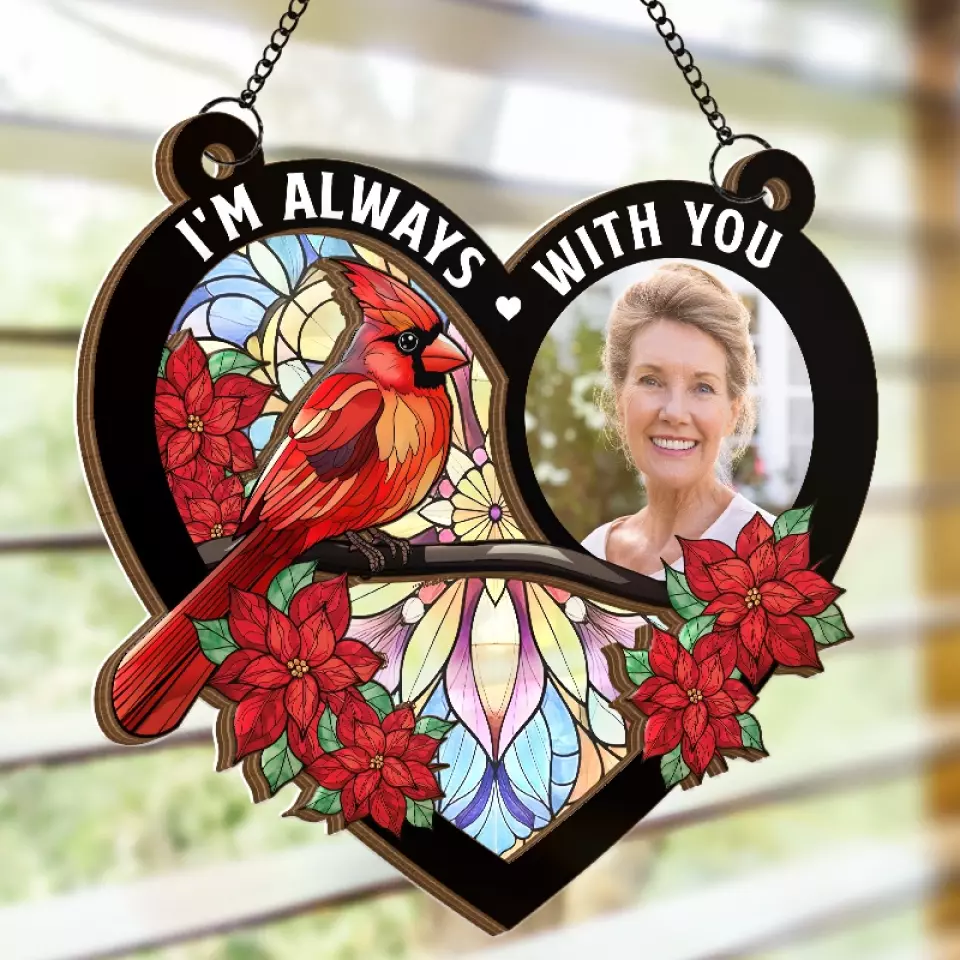 Custom Photo I’m Right Here, In Your Heart - Memorial Personalized Window Hanging Suncatcher - Sympathy Gift For Family Members - Image 4