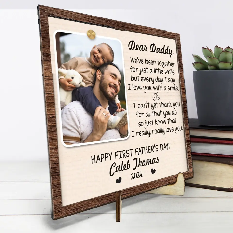Custom Photo I'm So Blessed To Have A Dad Like You - Family Personalized Custom 2-Layered Wooden Plaque With Stand - Gift For Dad - Image 4