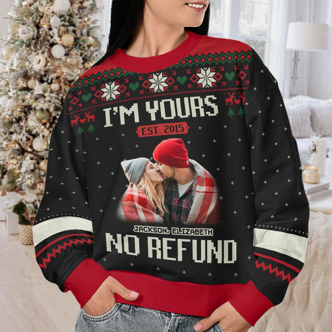 Custom Photo I'm Yours Forever - Couple Personalized Custom Ugly Sweatshirt - Unisex Wool Jumper - Christmas Gift For Husband Wife, Anniversary - Image 3