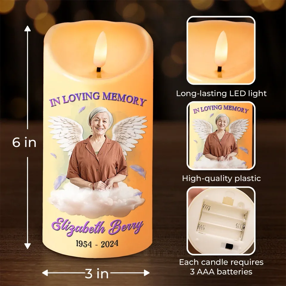 Custom Photo In Loving Memory - Memorial Personalized Custom LED Candle - Christmas Gift, Sympathy Gift, New Arrival Gift For Family Members - Image 4