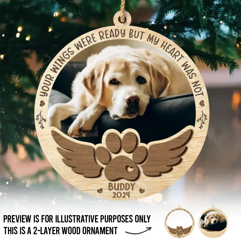 Custom Photo In Loving Memory Of Our Cherished Friend - Memorial Personalized Custom Shaped 2 Layered Wood Christmas Ornament - Sympathy Gift, Christmas Gift For Pet Owners, Pet Lovers - Image 2