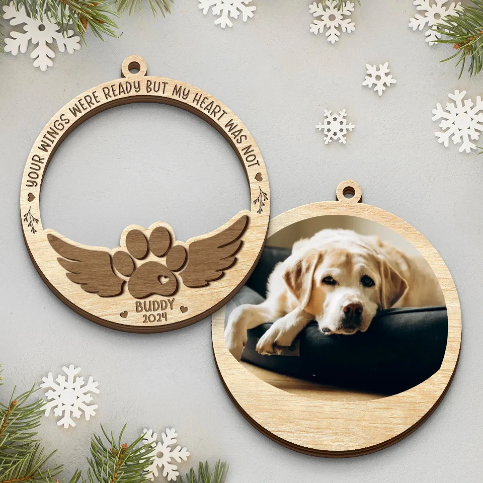 Custom Photo In Loving Memory Of Our Cherished Friend - Memorial Personalized Custom Shaped 2 Layered Wood Christmas Ornament - Sympathy Gift, Christmas Gift For Pet Owners, Pet Lovers - Image 3