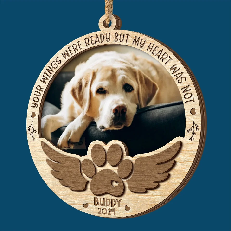 Custom Photo In Loving Memory Of Our Cherished Friend - Memorial Personalized Custom Shaped 2 Layered Wood Christmas Ornament - Sympathy Gift, Christmas Gift For Pet Owners, Pet Lovers - Image 4