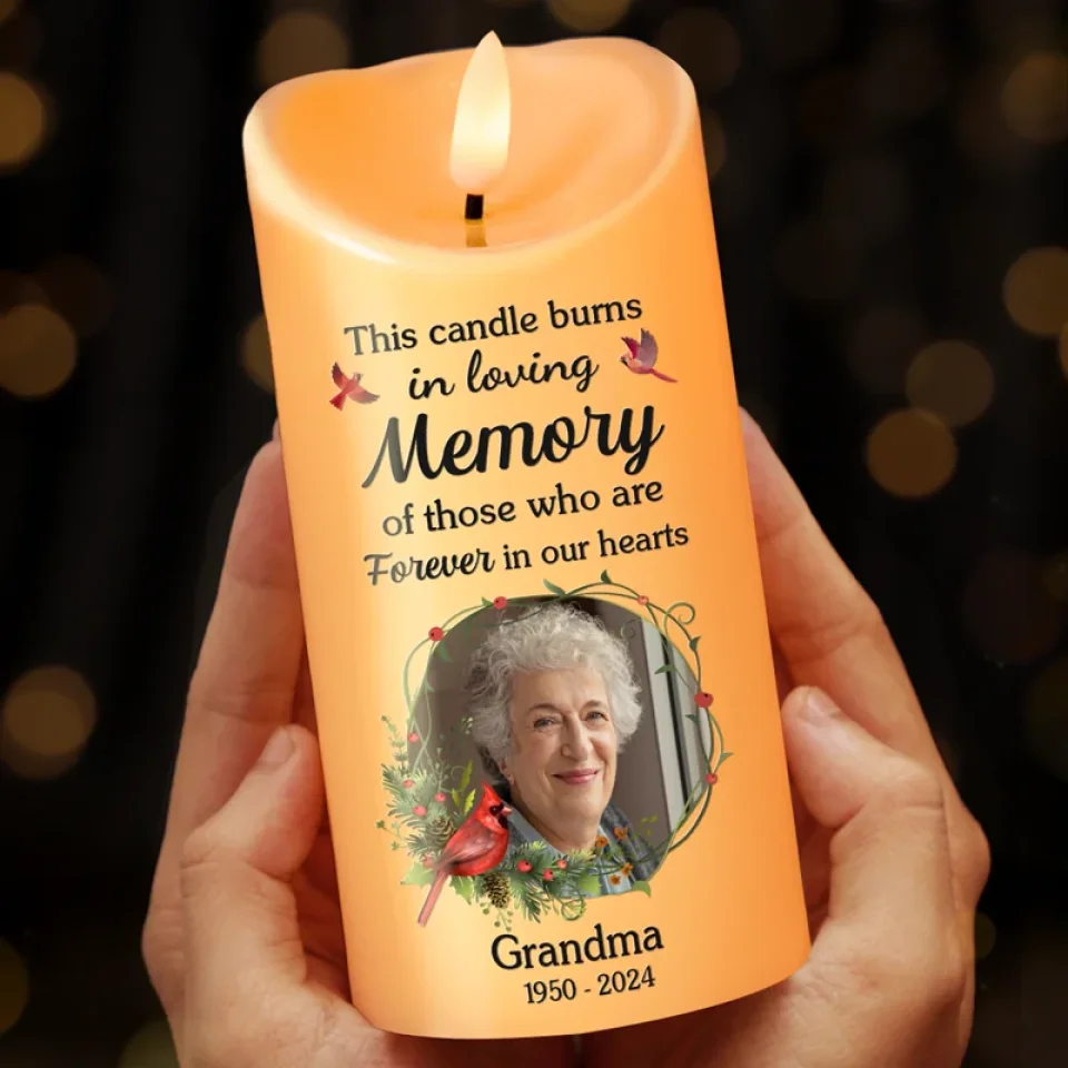 Custom Photo In Loving Memory Of Precious Moments - Memorial Personalized Custom LED Candle - Sympathy Gift, Christmas Gift For Family Members - Image 3