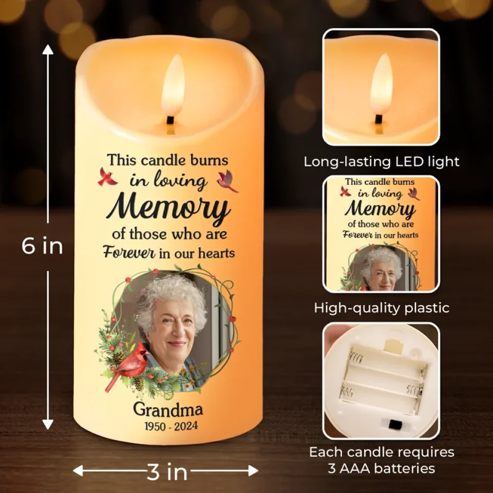 Custom Photo In Loving Memory Of Precious Moments - Memorial Personalized Custom LED Candle - Sympathy Gift, Christmas Gift For Family Members - Image 4