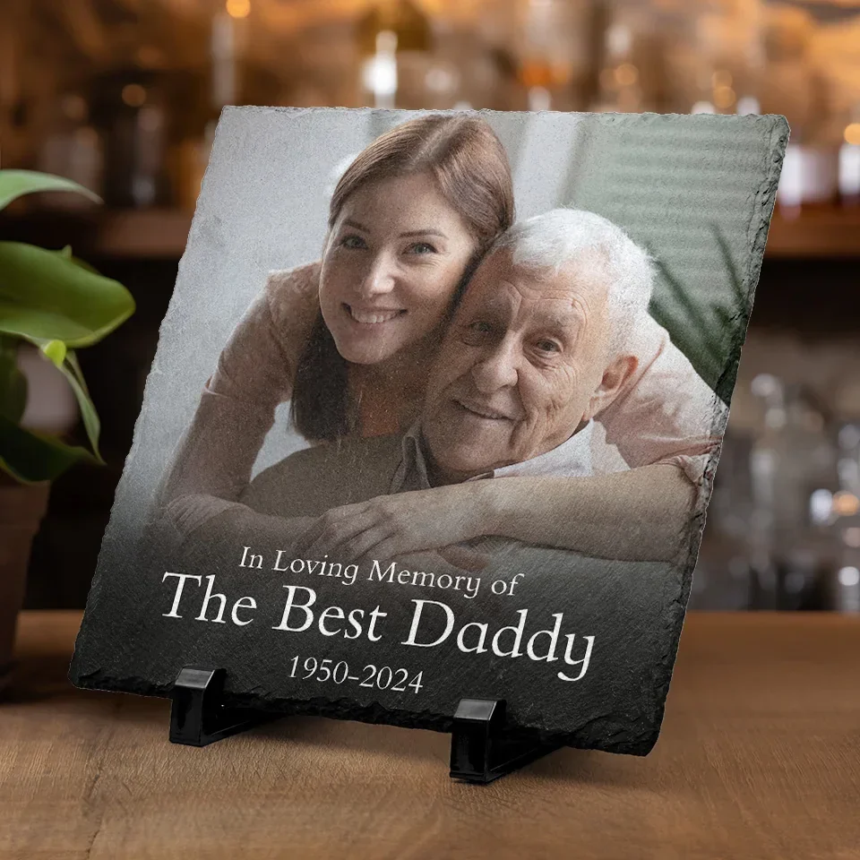 Custom Photo In Loving Memory Of The Best Daddy - Memorial Personalized Custom Square Shaped Memorial Stone - Sympathy Gift For Family Members - Image 5