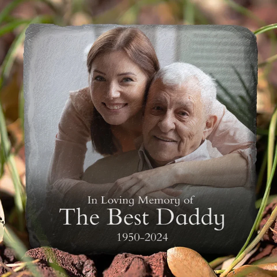 Custom Photo In Loving Memory Of The Best Daddy - Memorial Personalized Custom Square Shaped Memorial Stone - Sympathy Gift For Family Members - Image 8