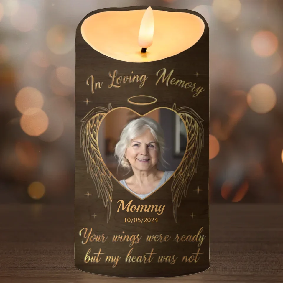Custom Photo In Memory Of A Life So Beautifully Lived - Memorial Personalized Custom LED Candle - Sympathy Gift, Christmas Gift For Family Members - Image 2