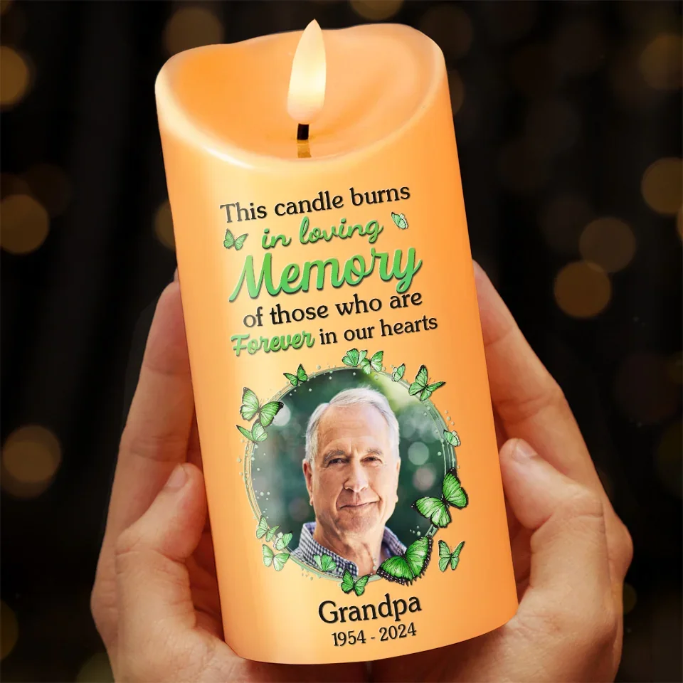 Custom Photo In Our Hearts, You Will Always Stay - Memorial Personalized Custom LED Candle - New Arrival, Sympathy Gift, Christmas Gift For Family Members - Image 3
