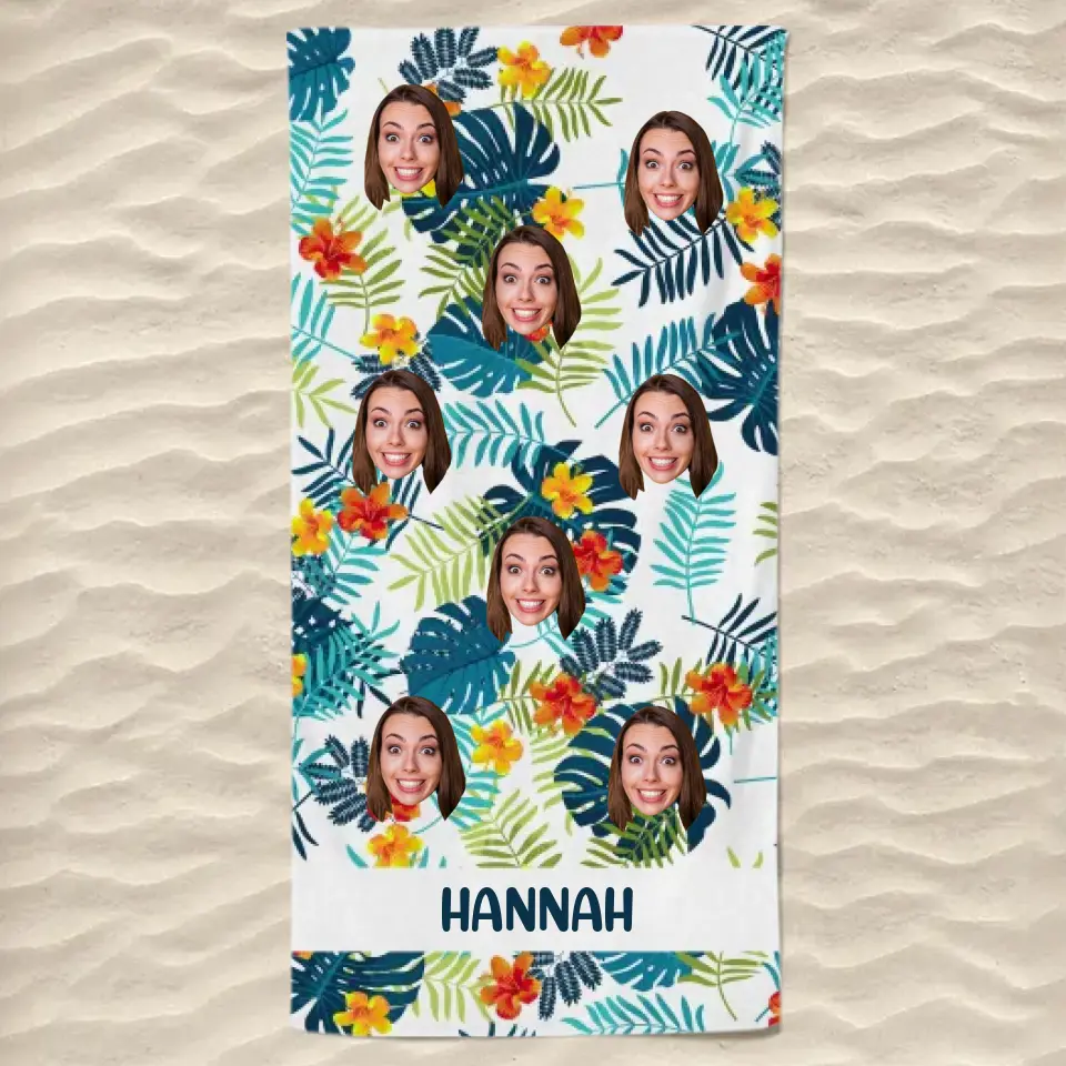 Custom Photo In Summer, The Song Sings Itself - Family Personalized Custom Beach Towel - Summer Vacation Gift, Birthday Pool Party Gift For Family Members, Pet Owners, Pet Lovers - Image 2