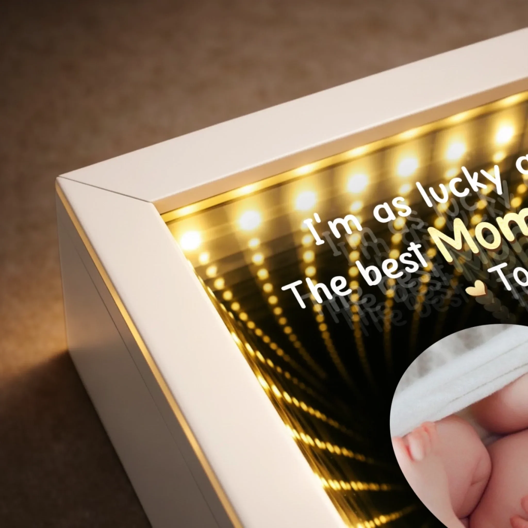 Custom Photo Infinity Mirror Light Box - Personalized Mother's Day Baby Shower, Gender Reveal Gifts For New Moms - First Mother’s Day Together - Image 8