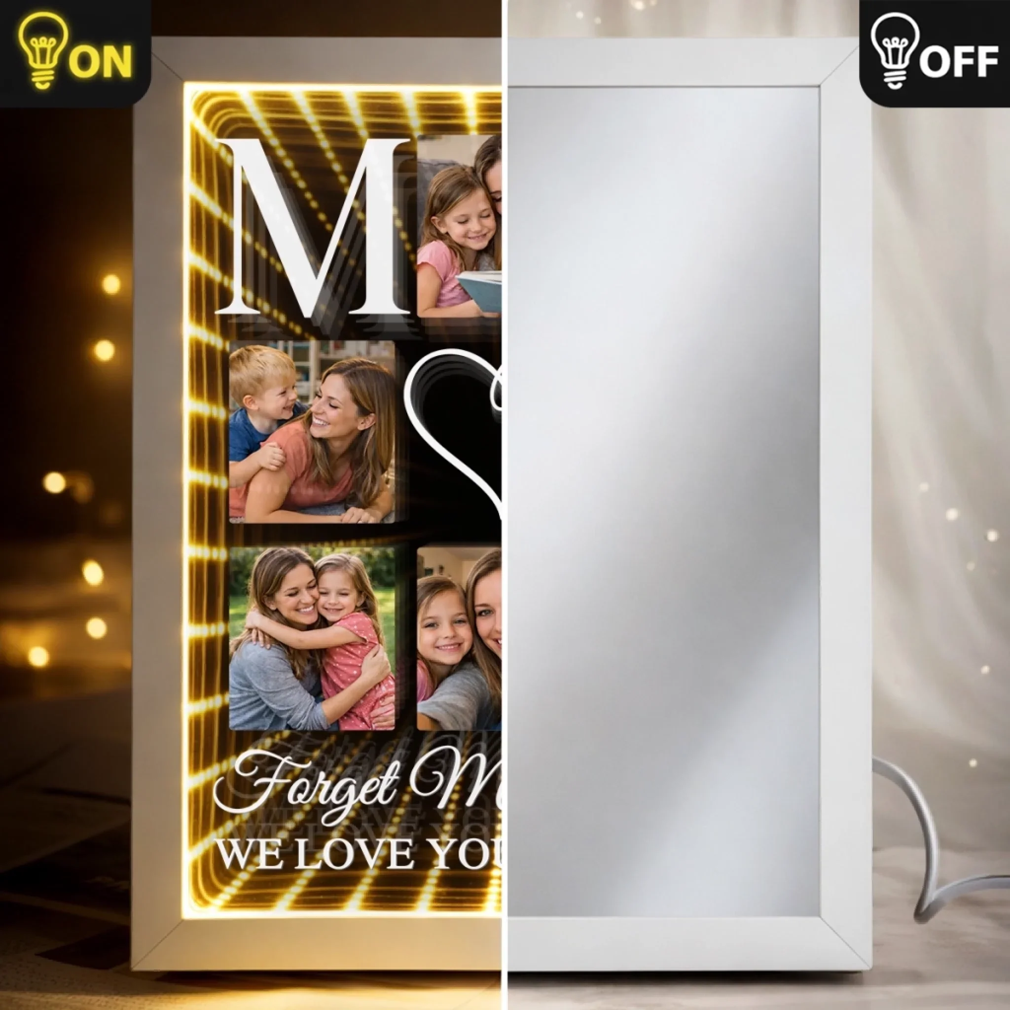 Custom Photo Infinity Mirror Light Box - Personalized Mother's Day Birthday Gifts For Mom - Love You Every Single Day - Image 6