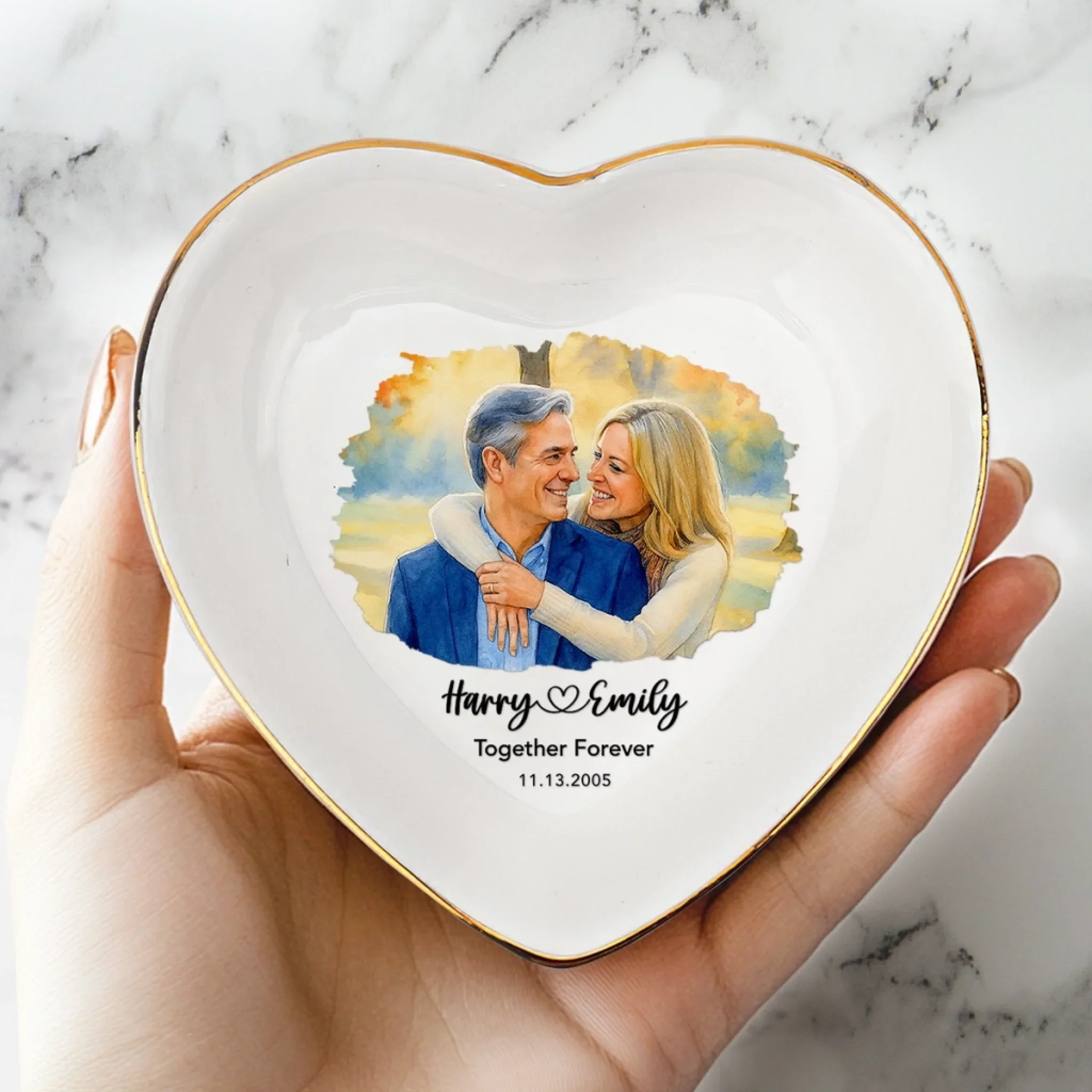Custom Photo Jewelry Dish - Personalized Anniversary Wedding Gifts For Husband And Wife, Him And Her - Growing Love Through Every Season - Image 5