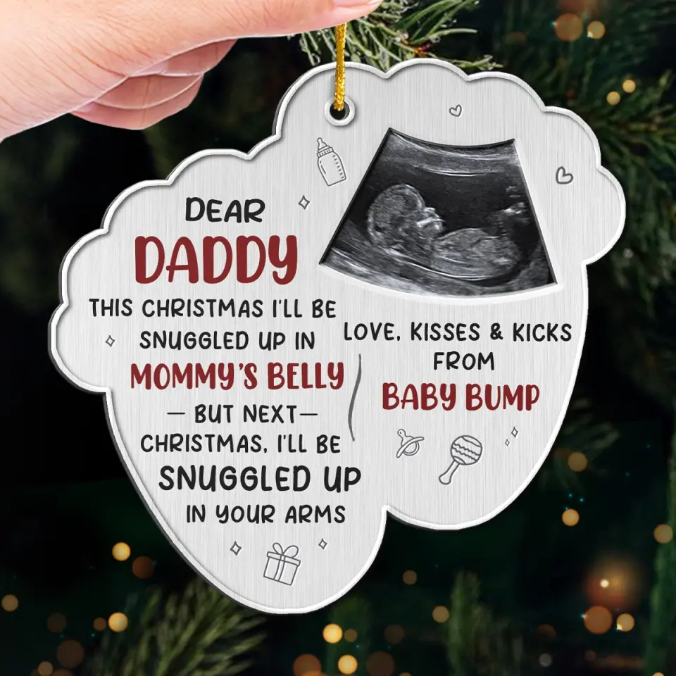 Custom Photo Joy To The World, Baby's First Whirl - Family Personalized Custom Ornament - Metal Custom Shaped - Christmas Gift For Baby Kids, Newborn Baby - Image 4