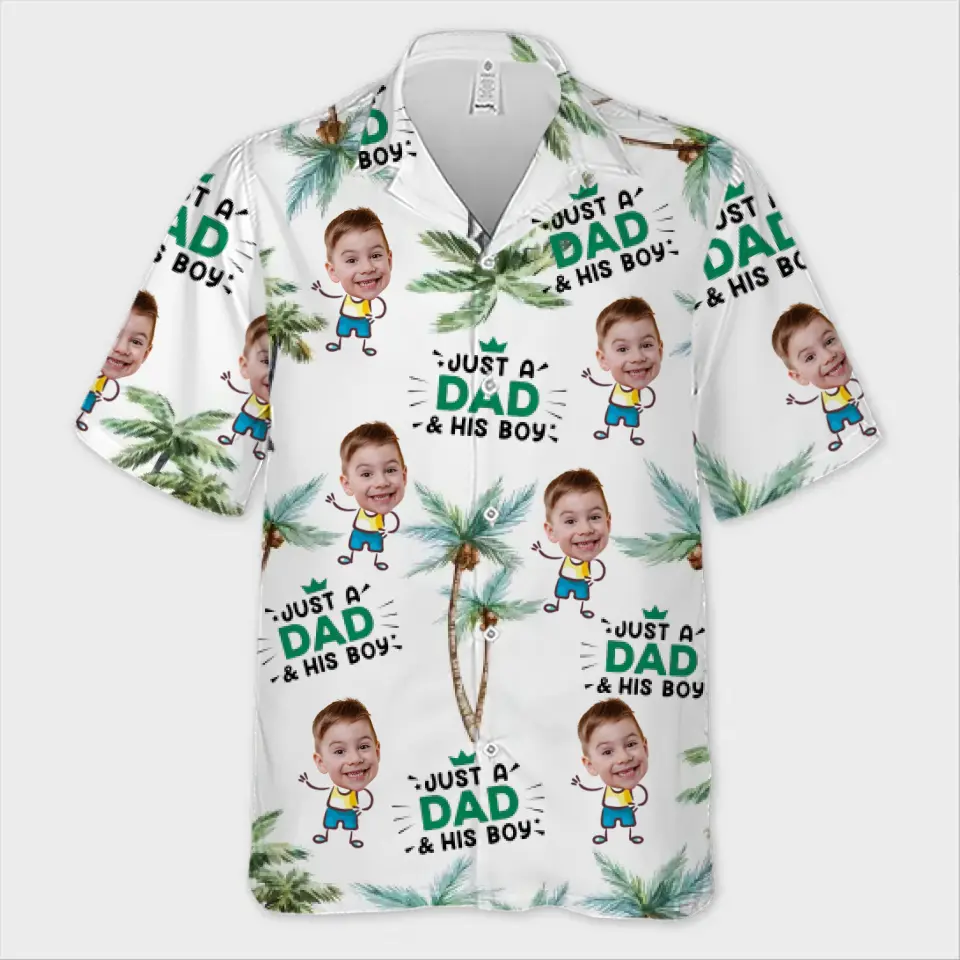Custom Photo Just A Dad And His Kids - Family Personalized Custom Unisex Tropical Hawaiian Aloha Shirt - Summer Vacation Gift, Gift For Dad, Grandpa - Image 2
