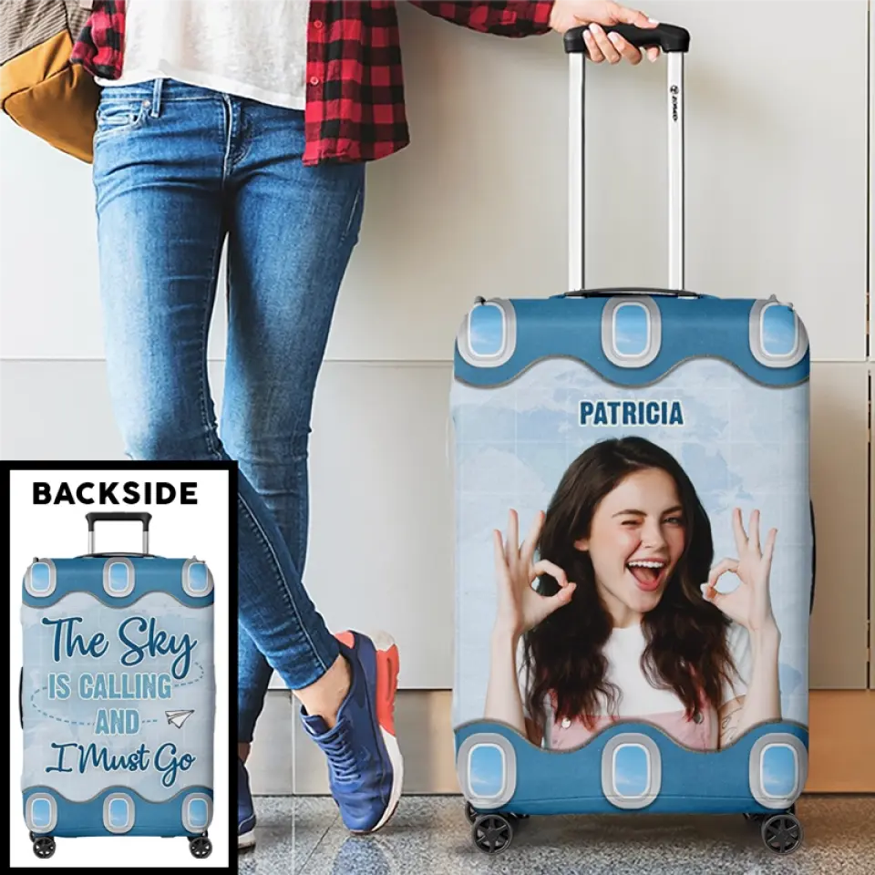 Custom Photo Just A Girl Who Loves Traveling - Travel Personalized Custom Luggage Cover - Holiday Vacation Gift, Gift For Adventure Travel Lovers - Image 4