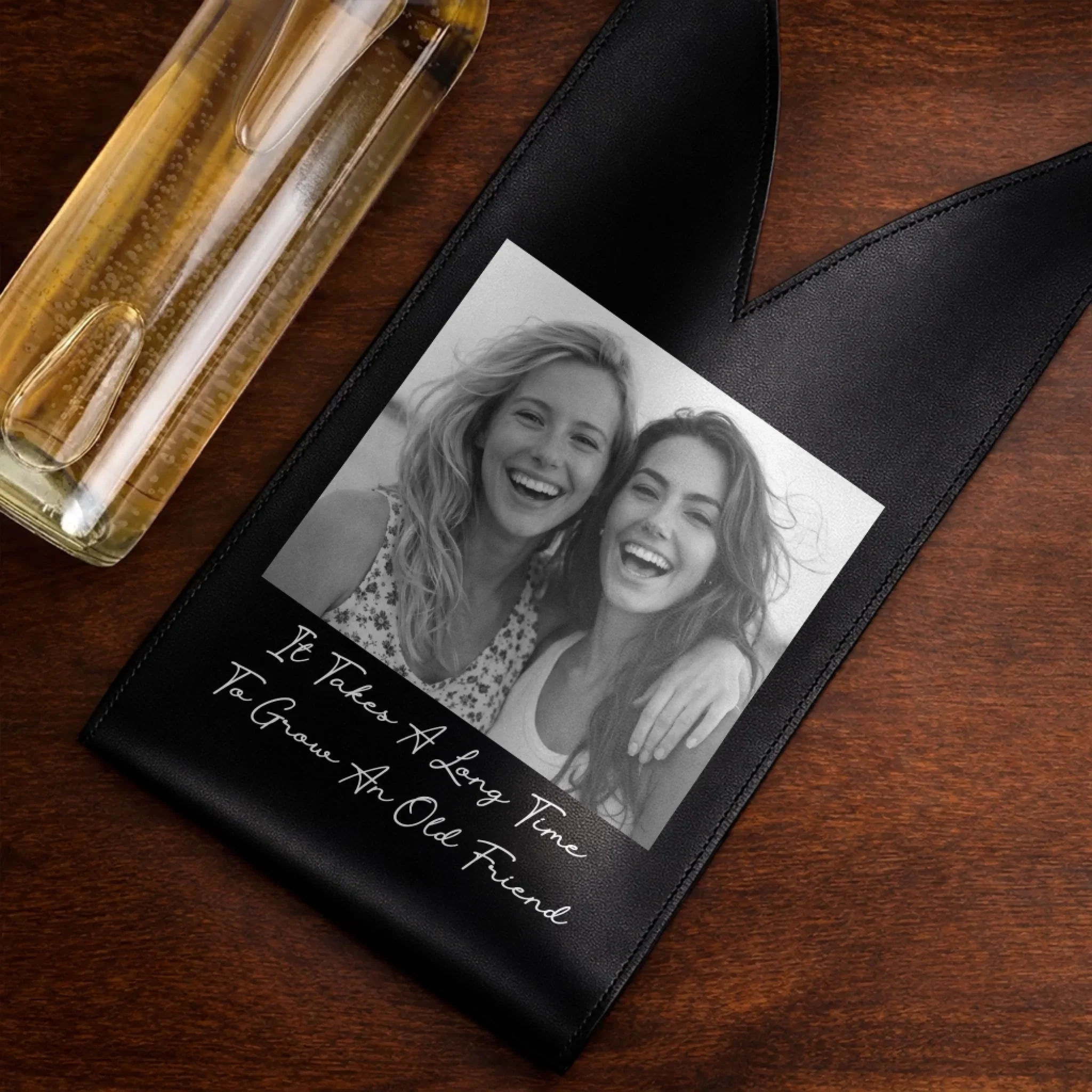 Custom Photo Leather Wine Bag - Personalized Best Friend Birthday Gifts For Women, Besties, Sisters, BFF - My Favorite Unpaid Therapist - Image 3