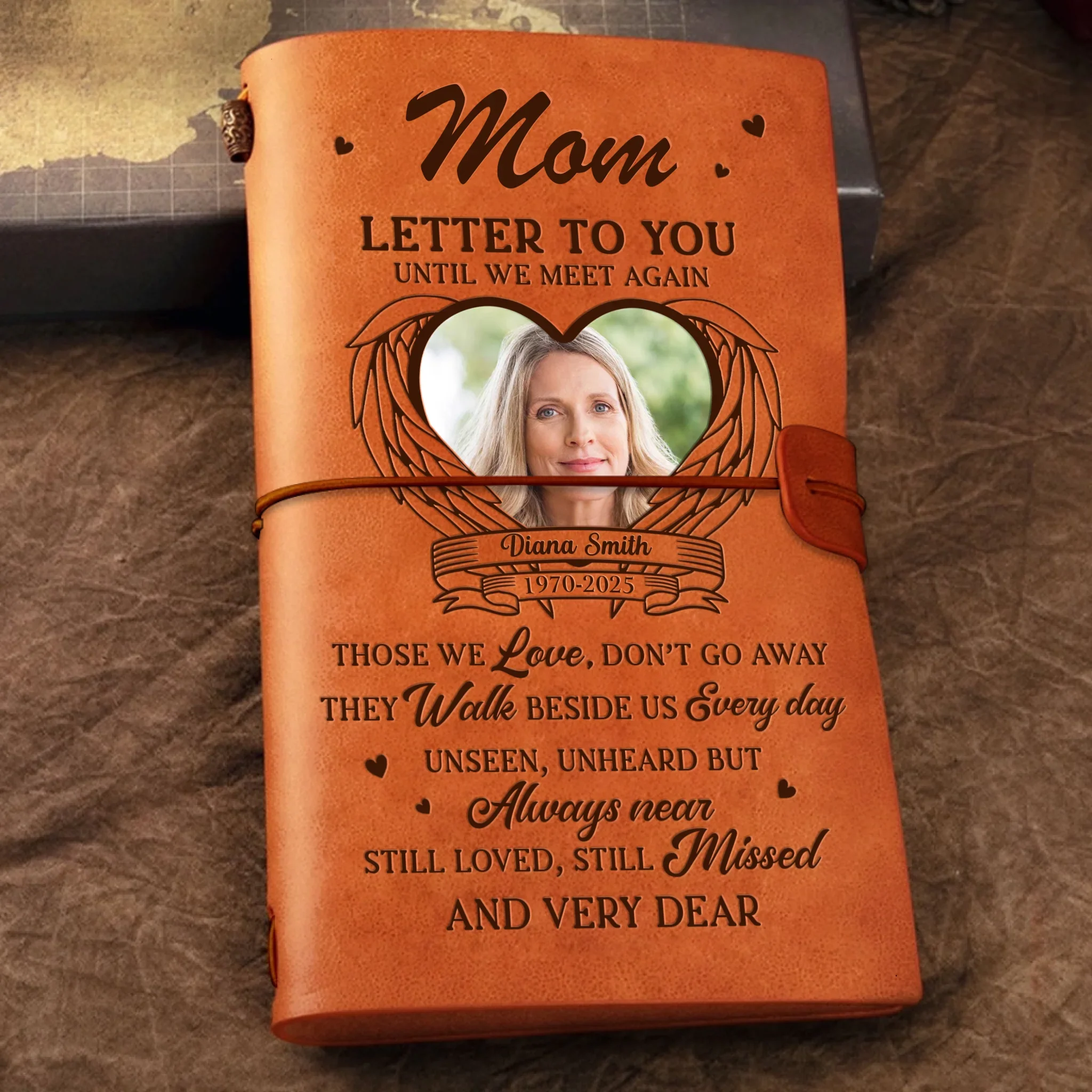 Custom Photo Leather Wrap Journal - Personalized Memorial Sympathy Gifts For Loss Of Mom, Dad - Always Guided By Your Love - Image 2