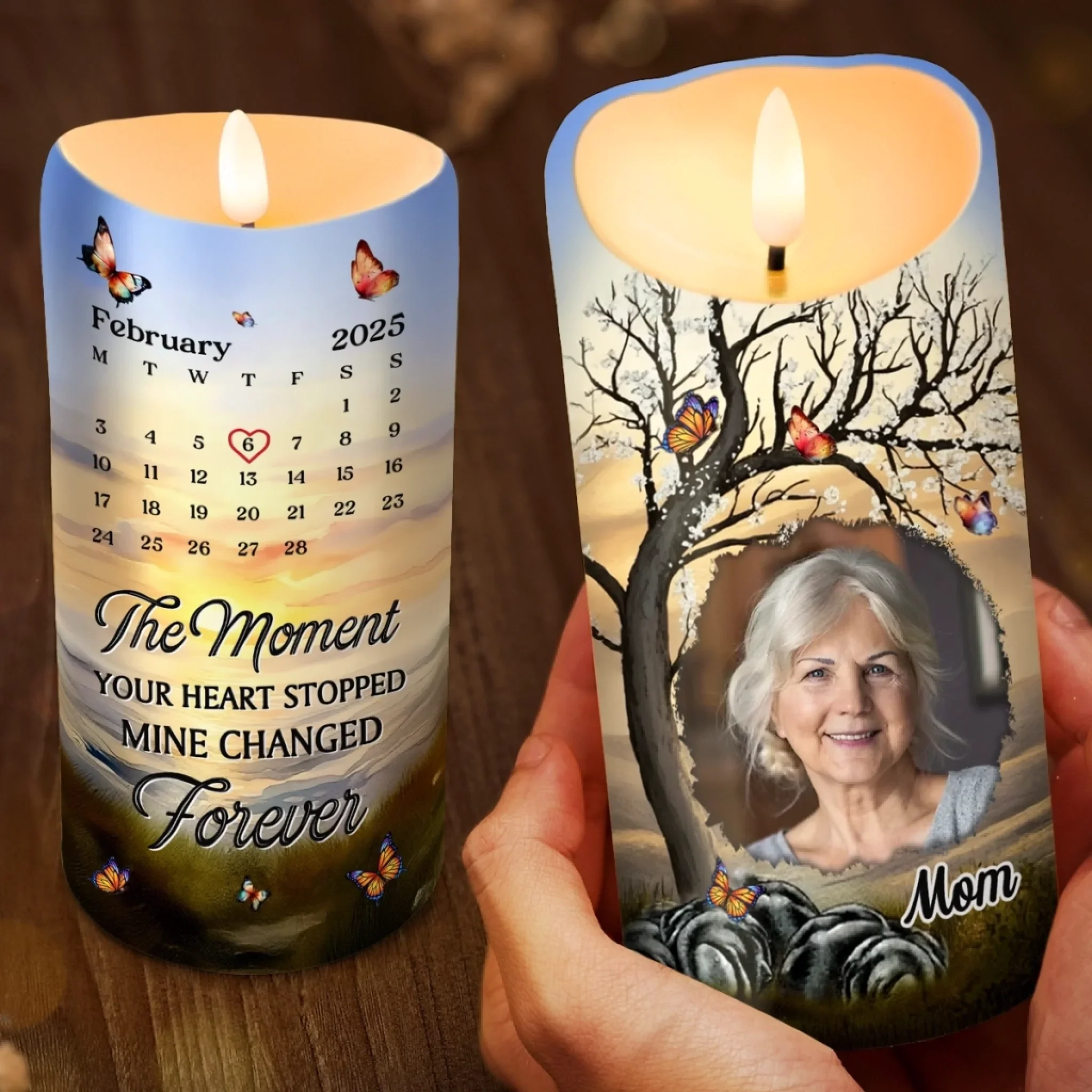 Custom Photo LED Candle - Personalized Christmas Memorial Sympathy Gifts For Loss Of Mom, Dad - Your Light Stays With Me - Image 3
